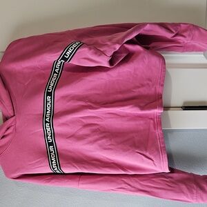 Under Armor Pink Longsleeve Oversized Cropped Top With Hood